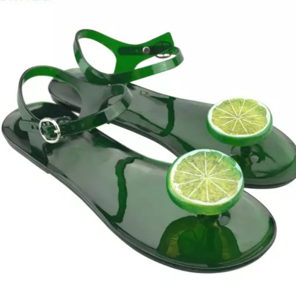 Summer Lime Green Jelly Strap Sandals